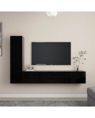 Ensemble de meubles TV 4 pcs Noir Bois d'ingénierie | Mobilier & Déco
