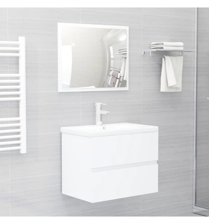 Ensemble de meubles de salle de bain blanc bois d'ingénierie | Mobilier & Déco