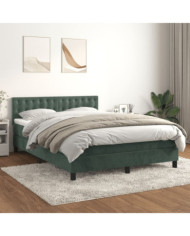 Sommier à lattes de lit et matelas Vert foncé 140x200cm Velours | Mobilier & Déco