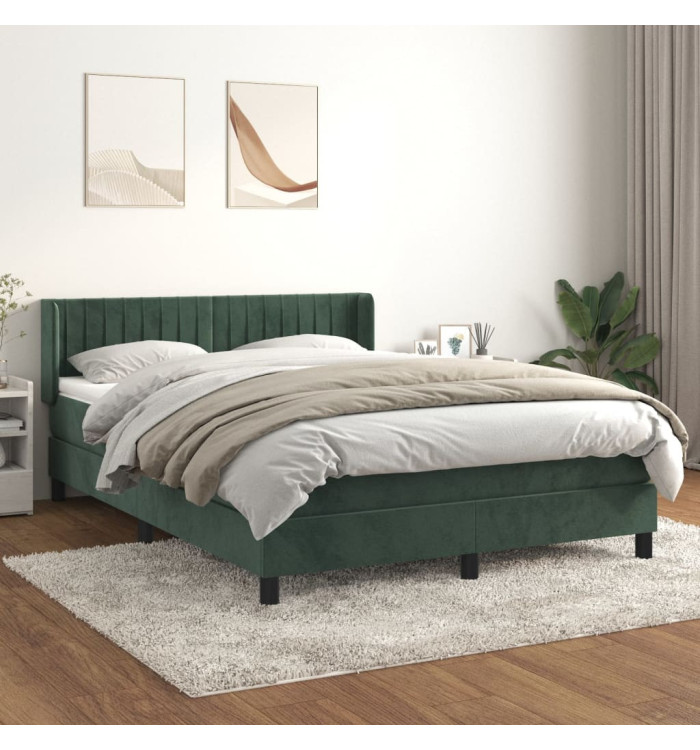 Sommier à lattes de lit et matelas Vert foncé 140x200cm Velours | Mobilier & Déco