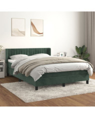 Sommier à lattes de lit et matelas Vert foncé 140x200cm Velours | Mobilier & Déco
