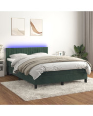 Sommier à lattes de lit avec matelas LED Vert foncé 140x200 cm | Mobilier & Déco