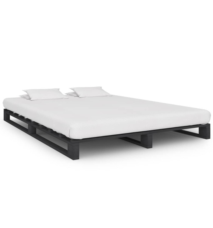 Cadre de lit de palette sans matelas gris 120x200cm bois massif | Mobilier & Déco