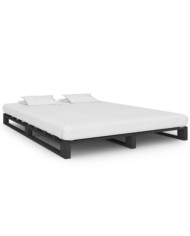 Cadre de lit de palette sans matelas gris 120x200cm bois massif | Mobilier & Déco