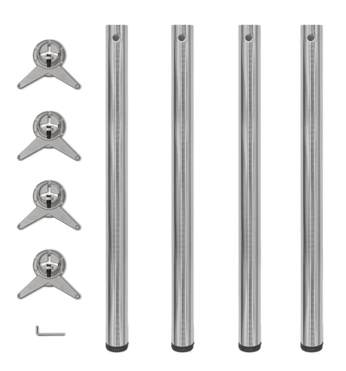 4 pieds de table réglables en hauteur 870 mm Nickel brossé | Mobilier & Déco
