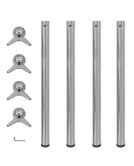 4 pieds de table réglables en hauteur 870 mm Nickel brossé | Mobilier & Déco