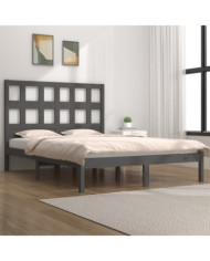 Cadre de lit sans matelas gris 200x200 cm bois massif de pin | Mobilier & Déco