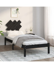 Cadre de lit sans matelas noir 75x190 cm bois massif | Mobilier & Déco