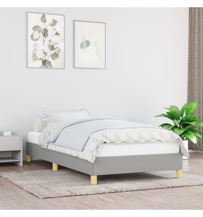 Cadre de lit sans matelas gris clair 100x200 cm tissu | Mobilier & Déco