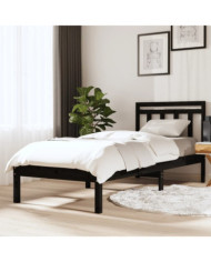 Cadre de lit sans matelas noir bois massif | Mobilier & Déco