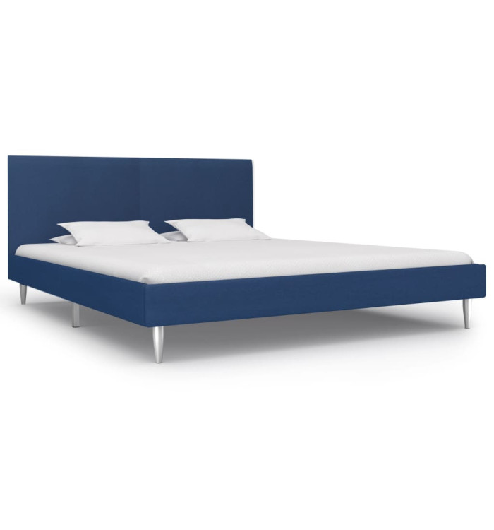 Cadre de lit sans matelas bleu tissu 180x200 cm | Mobilier & Déco