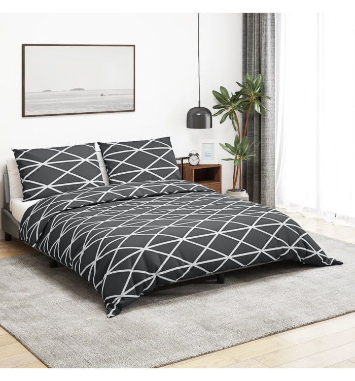 Ensemble de housse de couette Gris 225x220 cm Coton | Mobilier & Déco