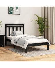 Cadre de lit sans matelas noir 75x190 cm bois massif | Mobilier & Déco