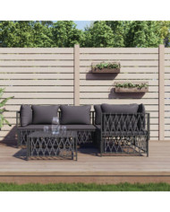 Salon de jardin avec coussins 5 pcs anthracite acier | Mobilier & Déco