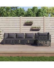 Salon de jardin avec coussins 5 pcs anthracite acier | Mobilier & Déco