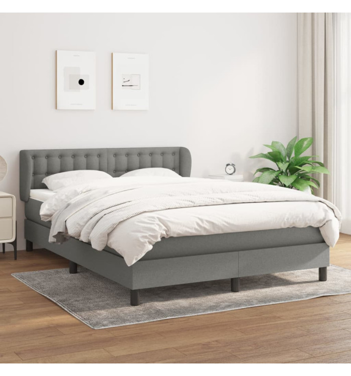 Sommier à lattes de lit avec matelas Gris foncé 140x200cm Tissu | Mobilier & Déco