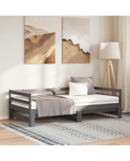 Lit coulissant sans matelas gris 2x(90x200) cm | Mobilier & Déco