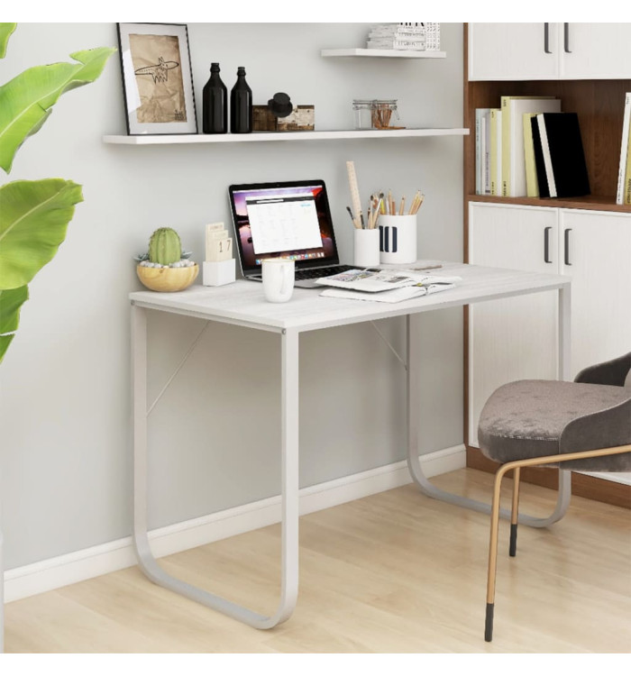 Bureau d'ordinateur Blanc 110x60x73 cm Aggloméré | Mobilier & Déco