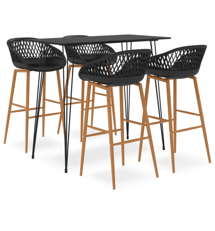 Ensemble de bar 5 pcs Noir | Mobilier & Déco