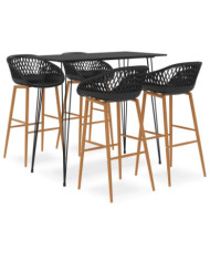 Ensemble de bar 5 pcs Noir | Mobilier & Déco