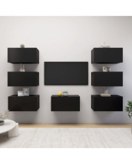Meubles TV 7 pcs Noir 30,5x30x60 cm Bois d'ingénierie | Mobilier & Déco