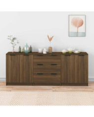 Buffets 3 pcs Chêne marron Bois d'ingénierie | Mobilier & Déco