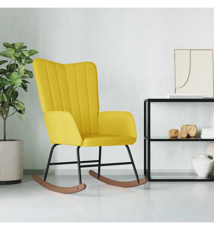 Chaise à bascule Jaune moutarde Velours | Mobilier & Déco