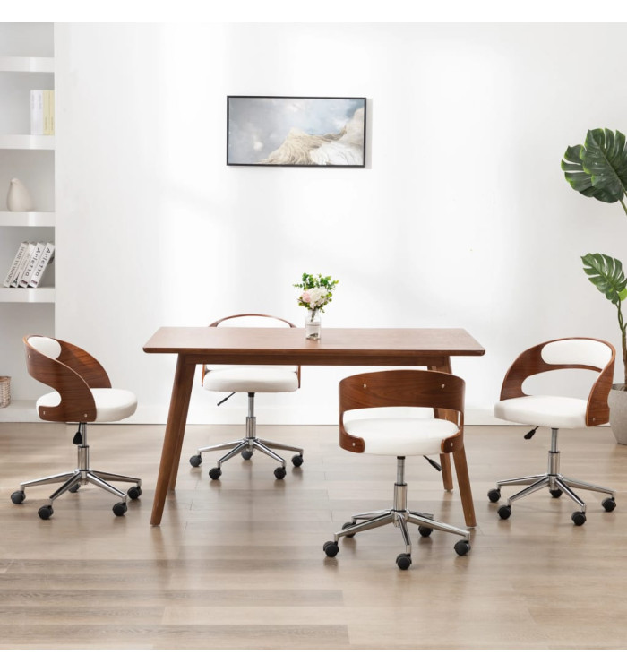 Chaises pivotantes à manger lot de 4 bois courbé et similicuir | Mobilier & Déco