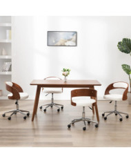 Chaises pivotantes à manger lot de 4 bois courbé et similicuir | Mobilier & Déco