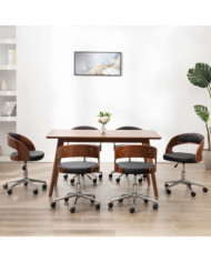 Chaises pivotantes à manger lot de 6 bois courbé et similicuir | Mobilier & Déco