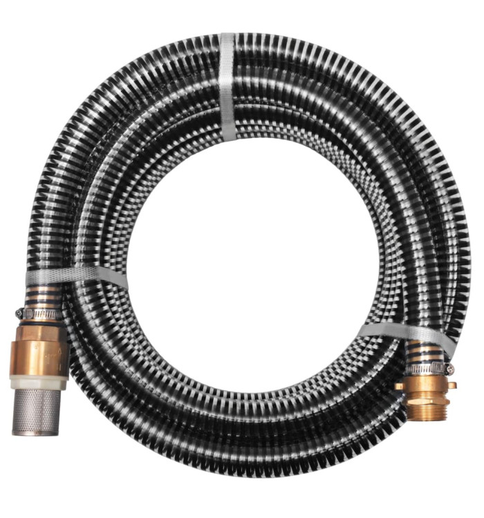 Tuyau d'aspiration avec raccords en laiton 7 m 25 mm Noir | Mobilier & Déco