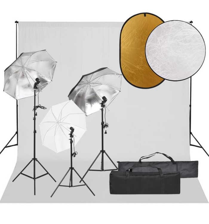 Kit de studio photo avec éclairage toile de fond et réflecteur | Mobilier & Déco
