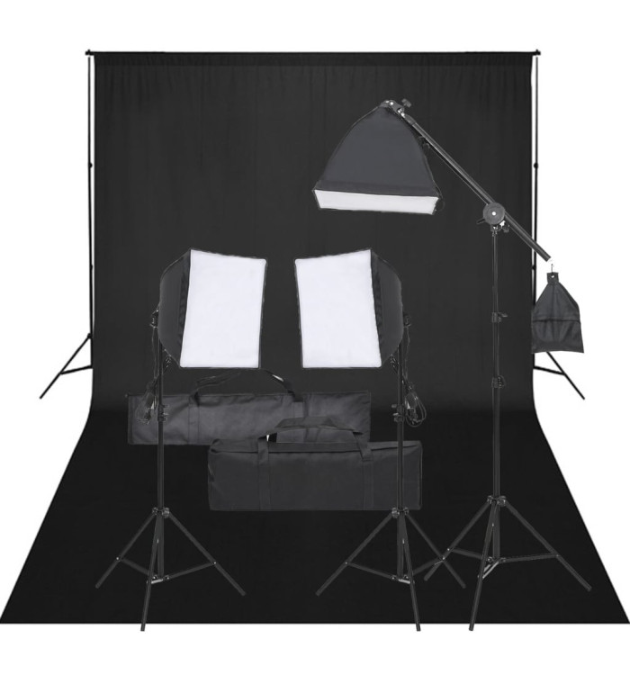 Kit de studio photo avec éclairage et toile de fond | Mobilier & Déco