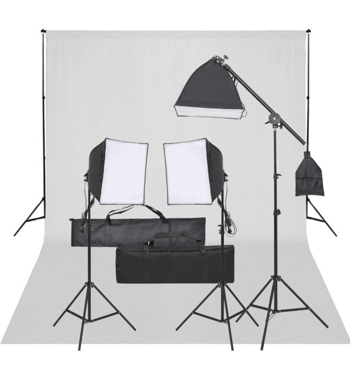 Kit de studio photo avec éclairage et toile de fond | Mobilier & Déco