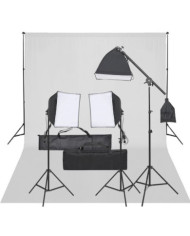 Kit de studio photo avec éclairage et toile de fond | Mobilier & Déco