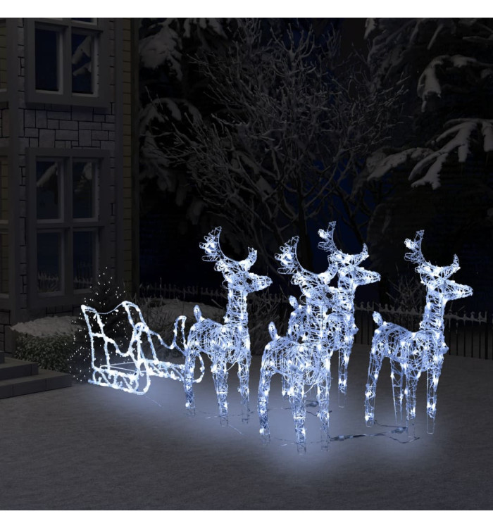 Décoration de Noël Rennes et traîneau 280x28x55 cm Acrylique | Mobilier & Déco