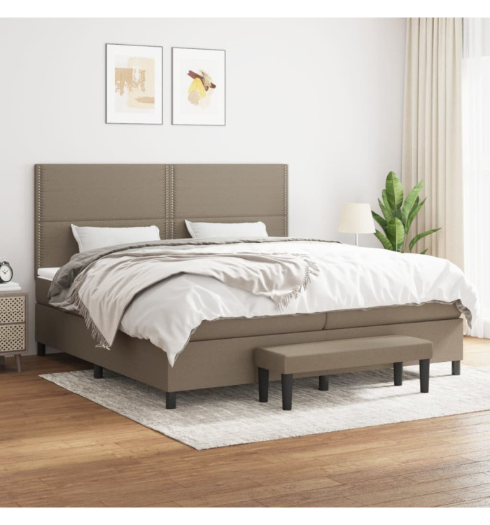 Sommier à lattes de lit avec matelas Taupe 200x200 cm Tissu | Mobilier & Déco