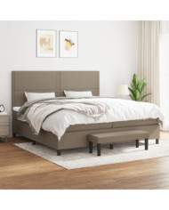 Sommier à lattes de lit avec matelas Taupe 200x200 cm Tissu | Mobilier & Déco