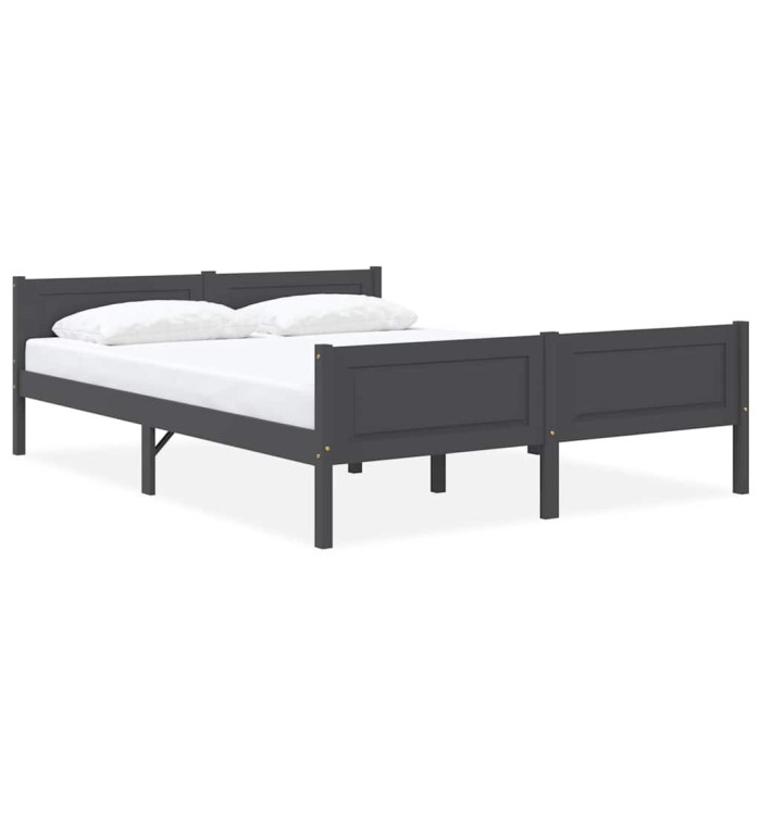 Cadre de lit sans matelas bois massif de pin gris 140x200 cm | Mobilier & Déco