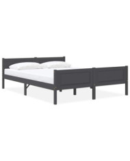 Cadre de lit sans matelas bois massif de pin gris 140x200 cm | Mobilier & Déco