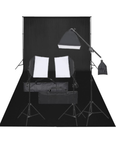 Kit de studio photo avec éclairage et toile de fond | Mobilier & Déco