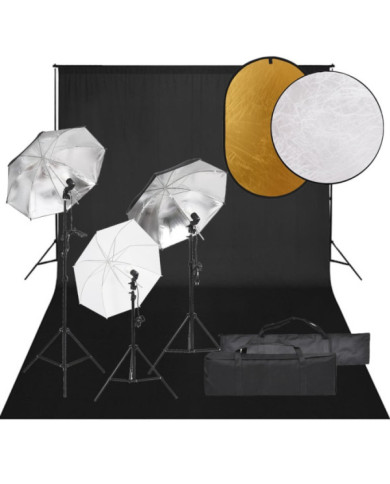 Kit de studio photo avec éclairage toile de fond et réflecteur | Mobilier & Déco