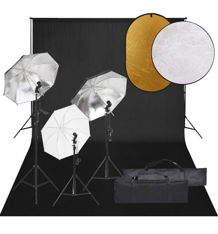 Kit de studio photo avec éclairage toile de fond et réflecteur | Mobilier & Déco