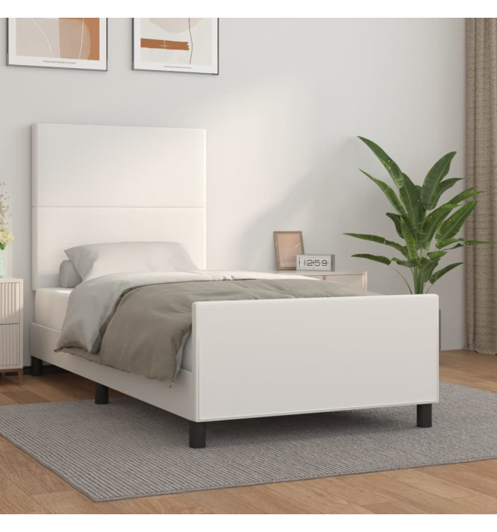Cadre de lit sans matelas blanc 100x200 cm similicuir | Mobilier & Déco