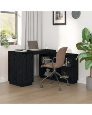 Bureau Noir 110x50x75 cm Bois massif de pin | Mobilier & Déco