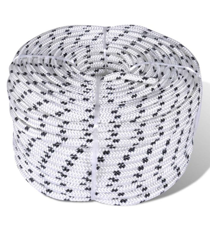 Corde de bateau tressée Polyester 8 mm 500 m Blanc | Mobilier & Déco
