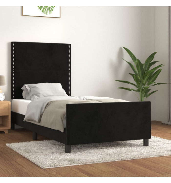 Cadre de lit sans matelas noir 100x200 cm velours | Mobilier & Déco