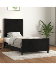 Cadre de lit sans matelas noir 100x200 cm velours | Mobilier & Déco