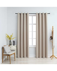 Rideaux occultants avec anneaux en métal 2 pcs Beige 140x245 cm | Mobilier & Déco