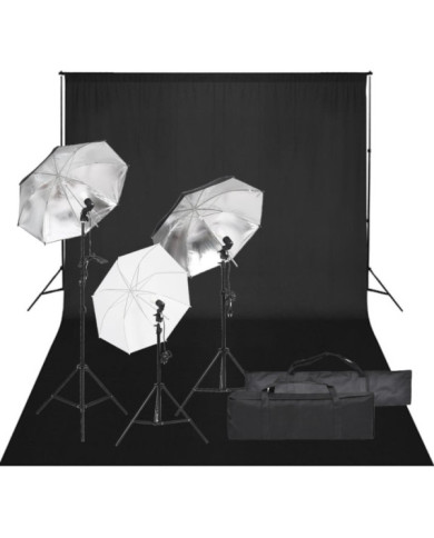 Kit de studio photo avec éclairage et toile de fond | Mobilier & Déco